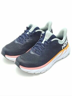 Hoka One One Clifton 7 Running Shoes Women Size 7.5 Black Iris Blue Haze Walking